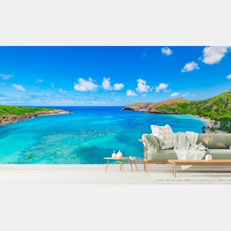 Wall mural tropical turquoise bay panorama • Wallissimo®