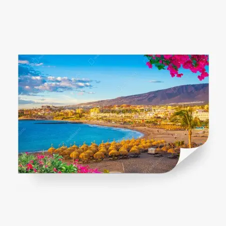 Wall mural sunlit Torviscas beach panorama, Tenerife • Wallissimo®