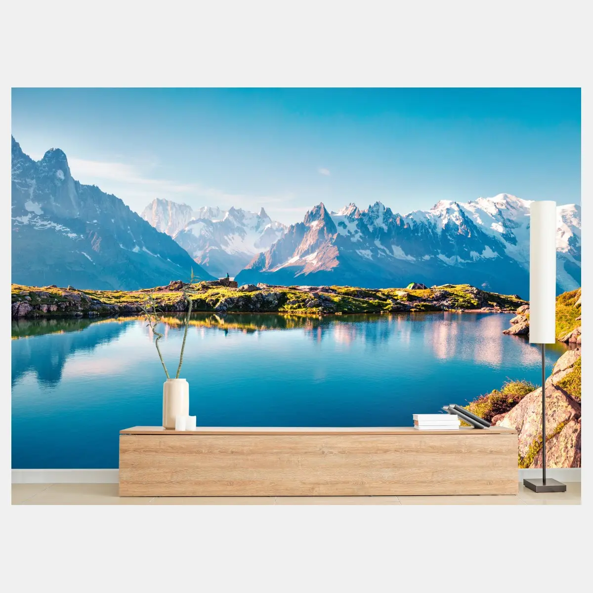 Wall mural Lac Blanc with Mont Blanc panorama • Wallissimo®