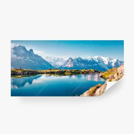 Wall mural Lac Blanc with Mont Blanc panorama • Wallissimo®