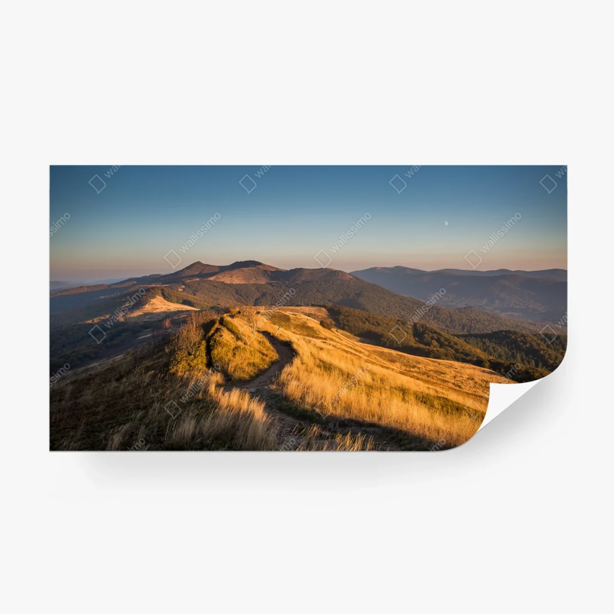 Wall mural golden mountain ridge at sunset • Wallissimo® Wall mural golden mountain ridge at sunset • Wallissimo®