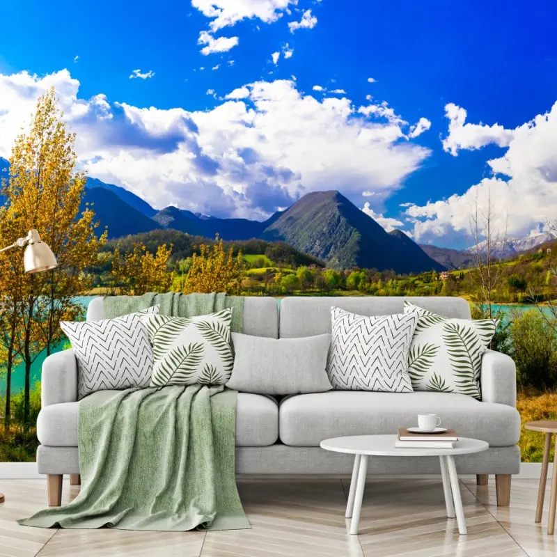 Wall mural turquoise lake mountain panorama ⁕ Wallissimo®