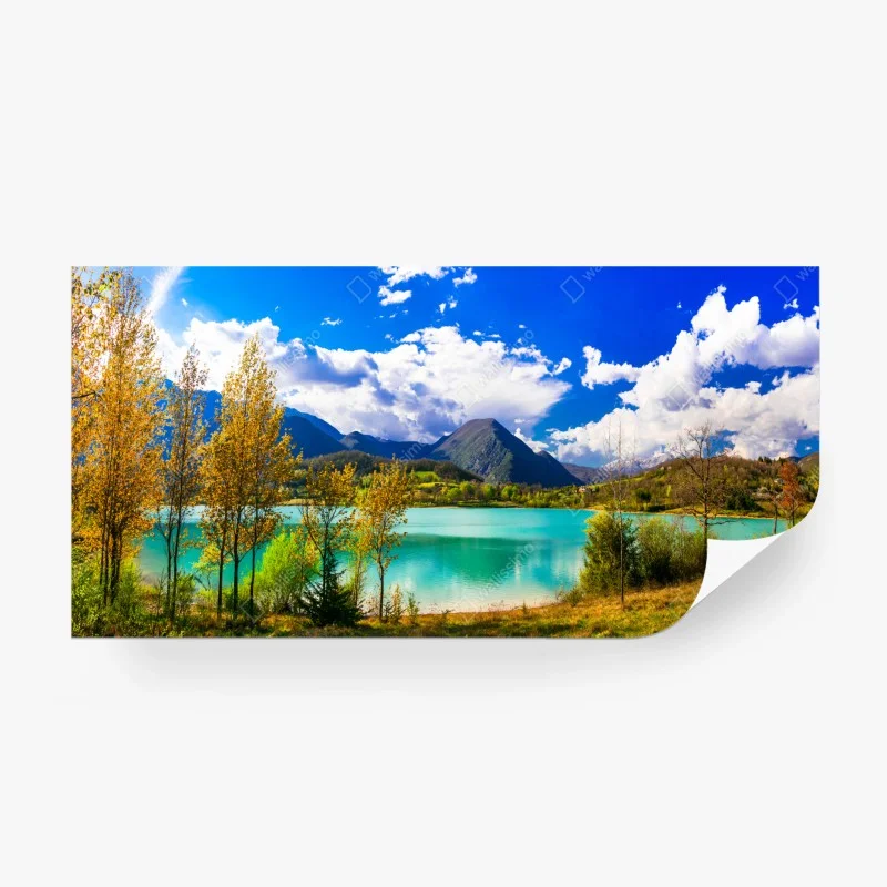 Wall mural turquoise lake mountain panorama ⁕ Wallissimo®