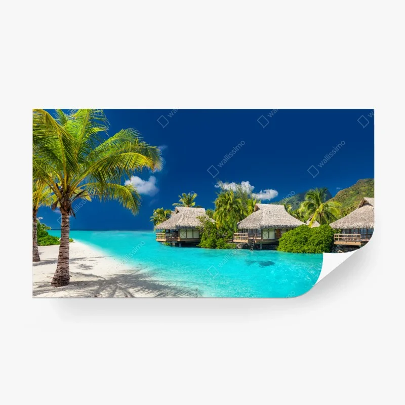 Wall mural tropical overwater bungalows on turquoise sea
