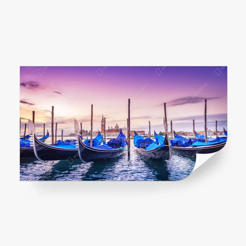 Wall mural Venice gondolas at sunset
