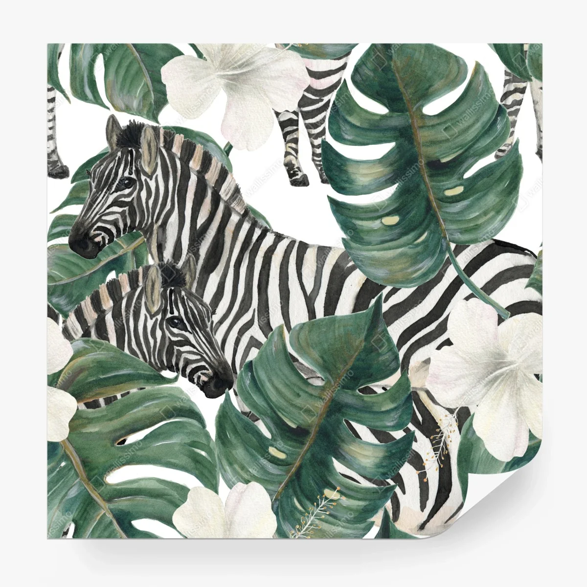 Wall mural tropical zebra botanical pattern ⁕ Wallissimo® Wall mural tropical zebra botanical pattern ⁕ Wallissimo®