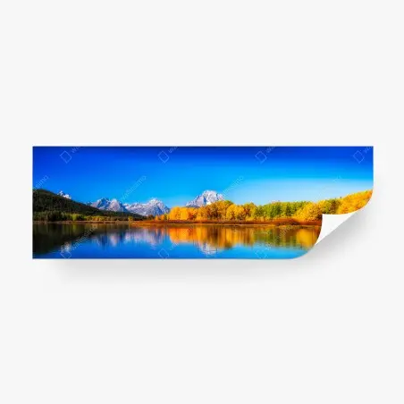 Wall mural autumn mountains and lake reflections • Wallissimo®