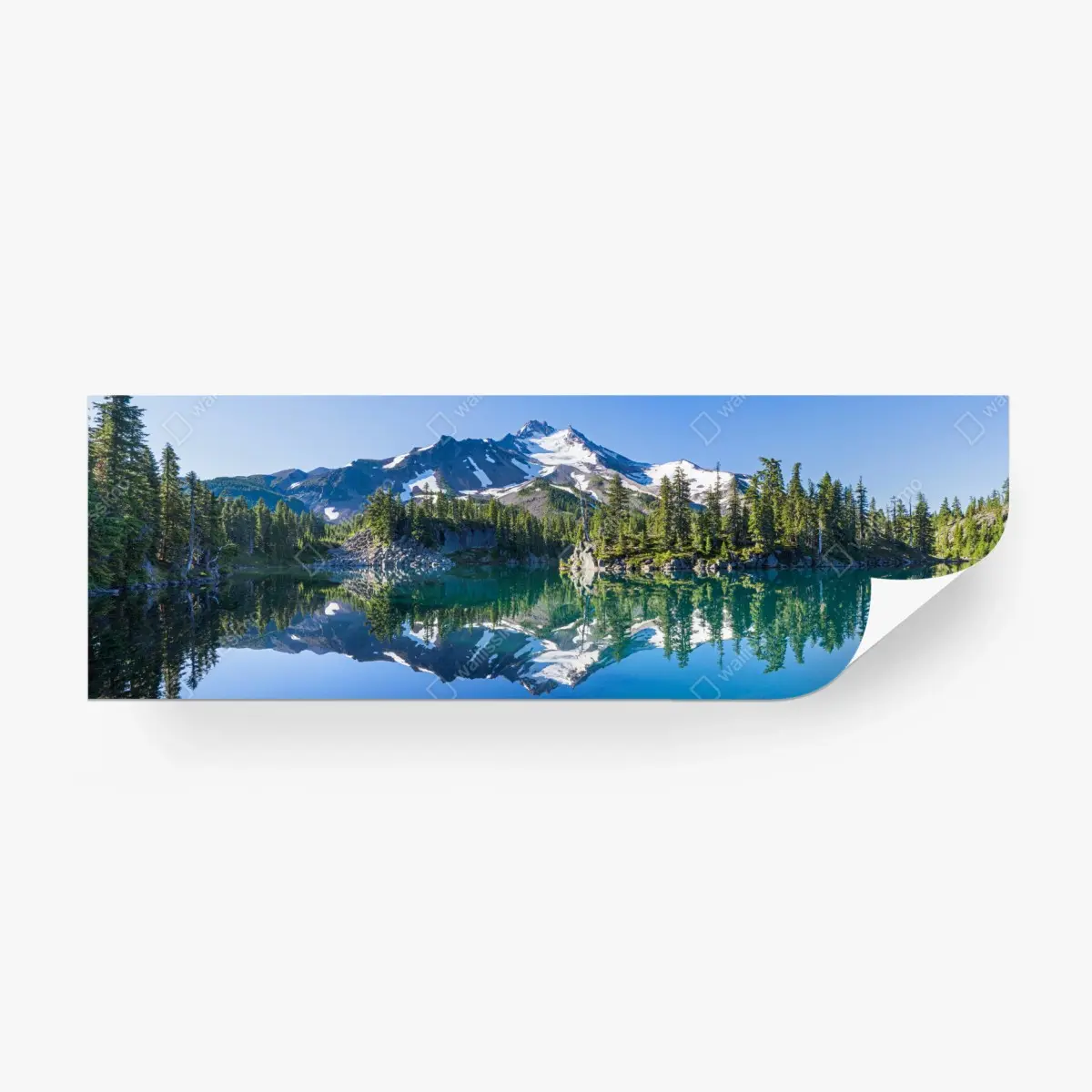 Wall mural serene alpine lake with mirrored mountains • Wallissimo®