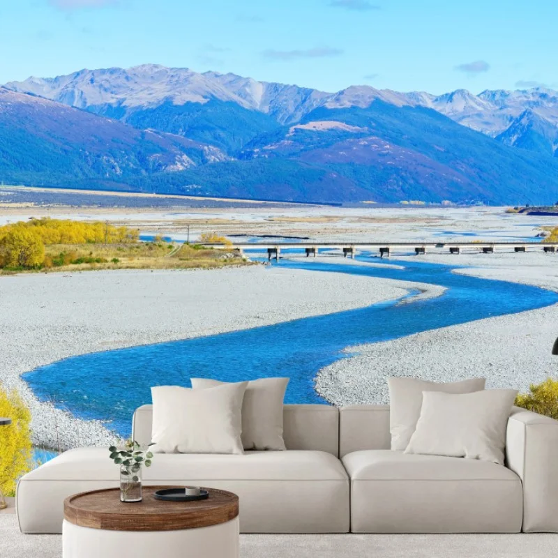 Wall mural autumn river bend at Arthur's Pass National Park, South Island, New Zealand
