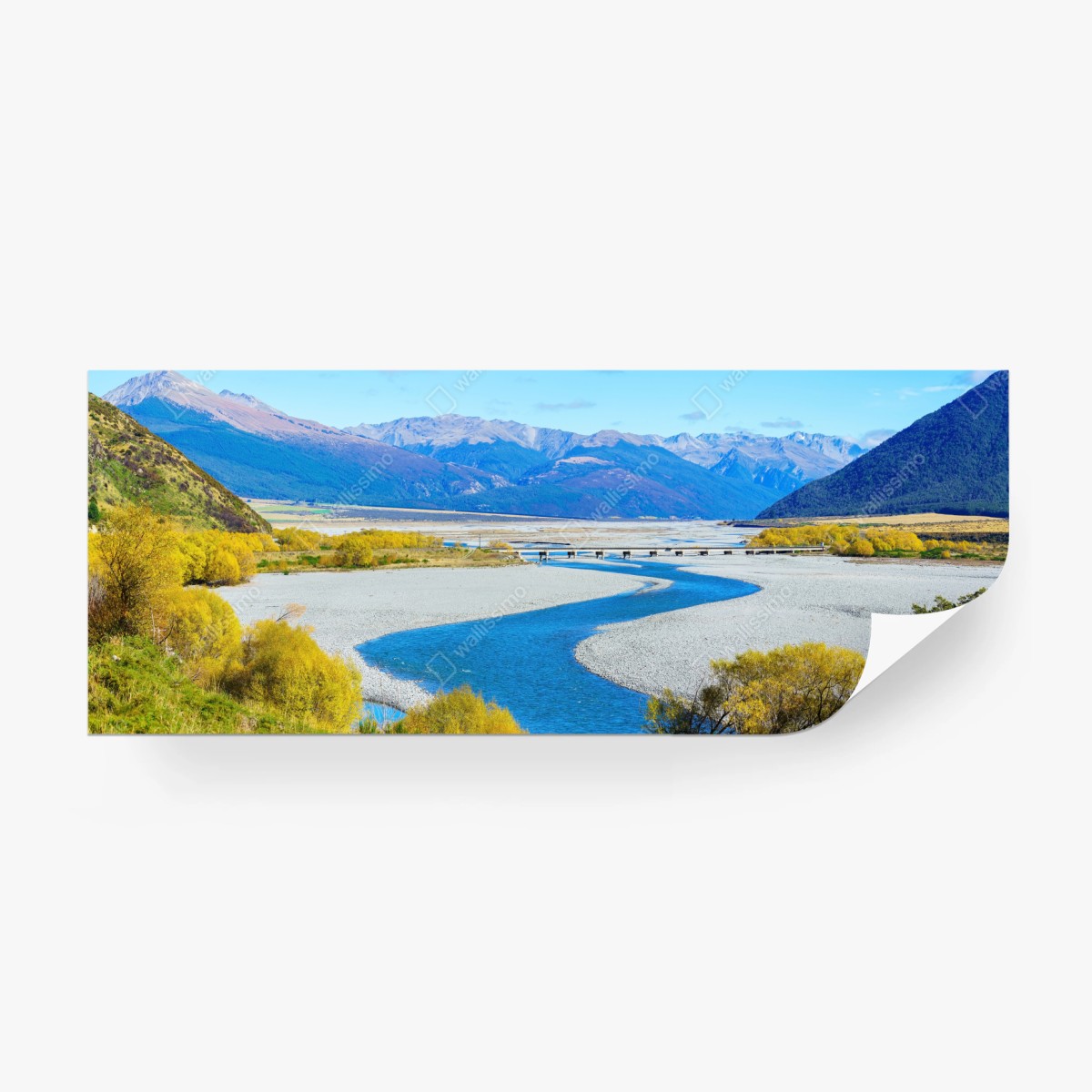 Wall mural autumn river bend at Arthur's Pass National Park, South Island, New Zealand ⁕ Wallissimo®