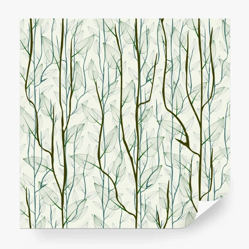 Wall mural delicate leaf and branch pattern