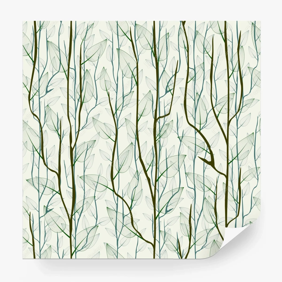 Wall mural delicate leaf and branch pattern • Wallissimo®