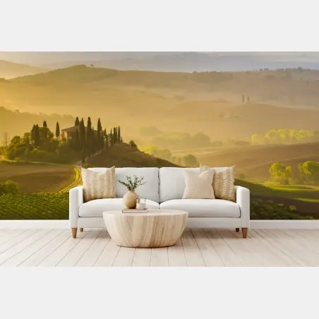 Wall mural misty morning over Val d'Orcia • Wallissimo®