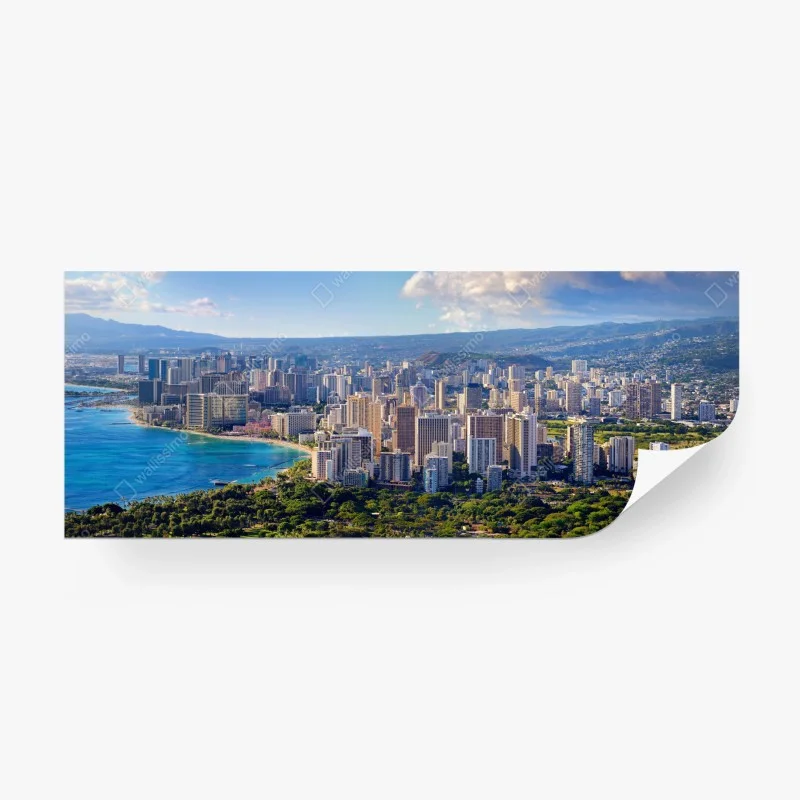 Wall mural panoramic tropical city skyline by the sea
