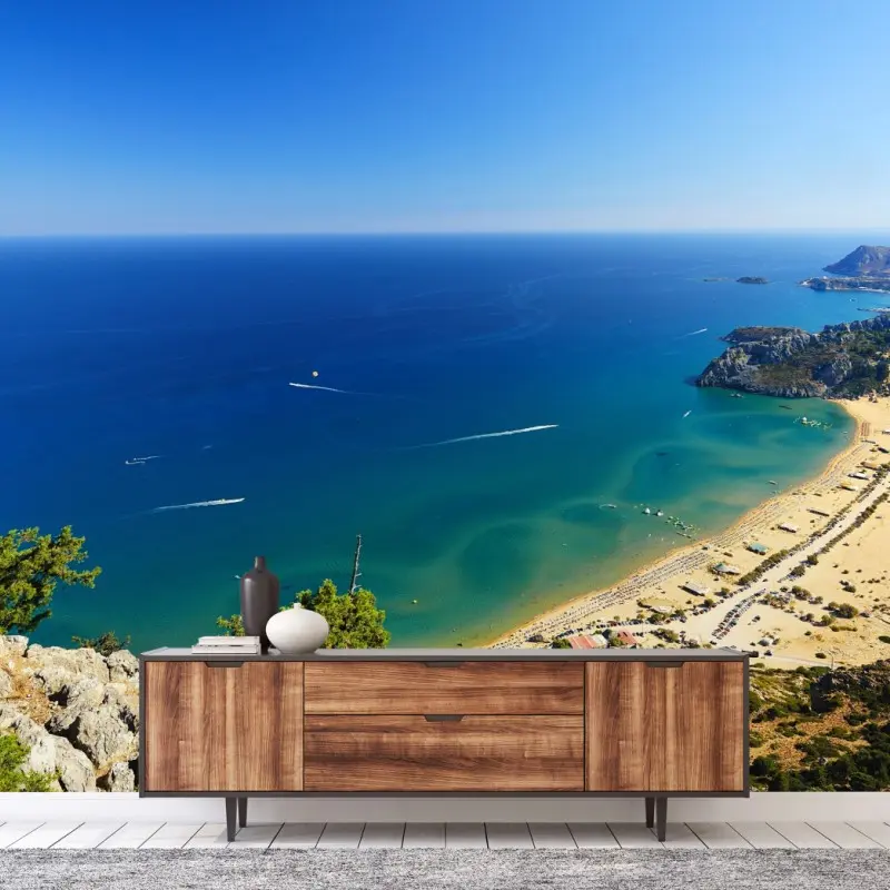 Wall mural serene turquoise coastline panorama