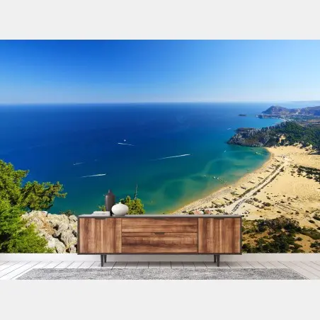 Wall mural serene turquoise coastline panorama • Wallissimo®