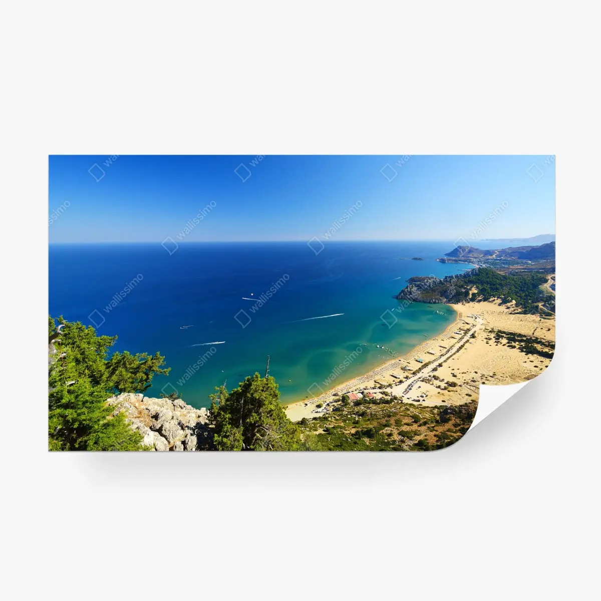 Wall mural serene turquoise coastline panorama • Wallissimo®