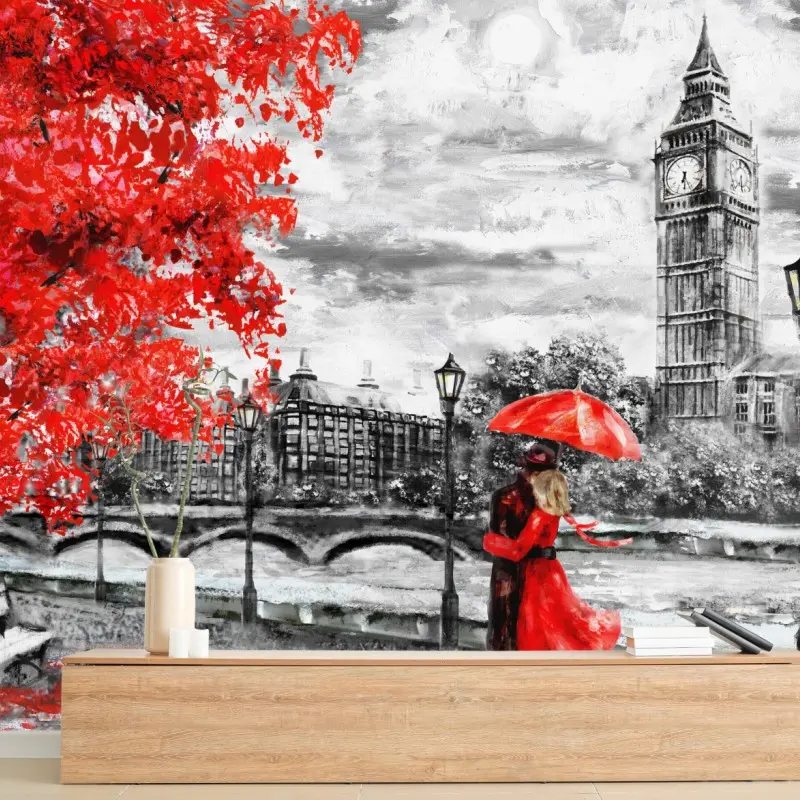 Wall mural romantic rainy evening in London