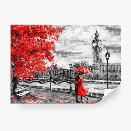 Wall mural romantic rainy evening in London • Wallissimo®