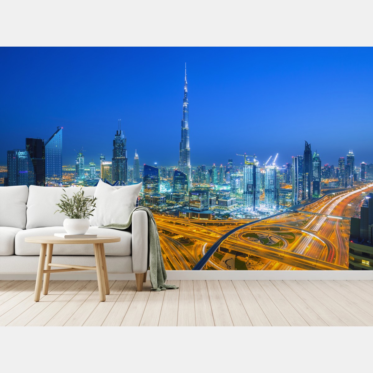 Wall mural Dubai skyline at dusk • Wallissimo®