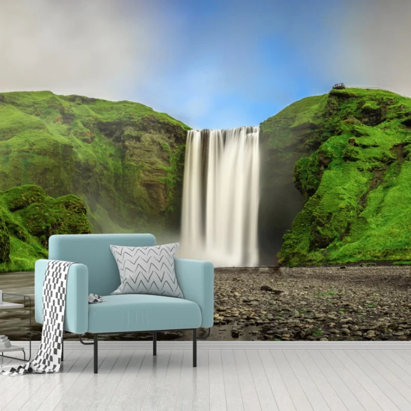 Wall mural Skogafoss waterfall panorama
