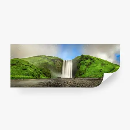 Wall mural Skogafoss waterfall panorama • Wallissimo®