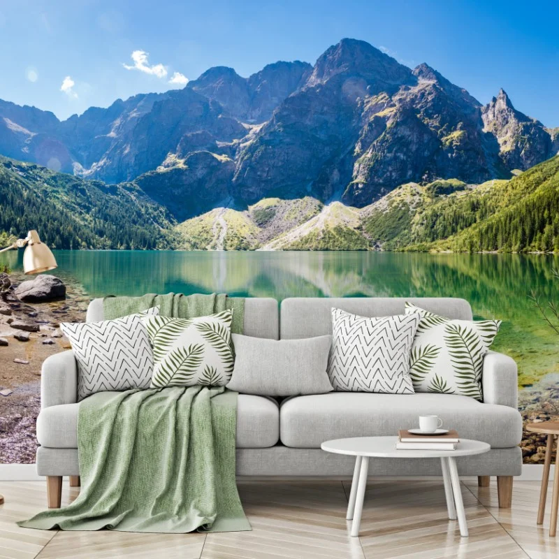 Wall mural tranquil alpine lake panorama • Wallissimo®