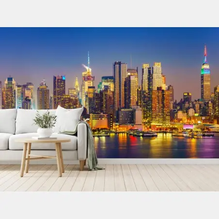 Wall mural Manhattan skyline at dusk • Wallissimo®