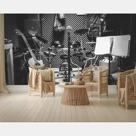 Wall mural monochrome music studio corner • Wallissimo®
