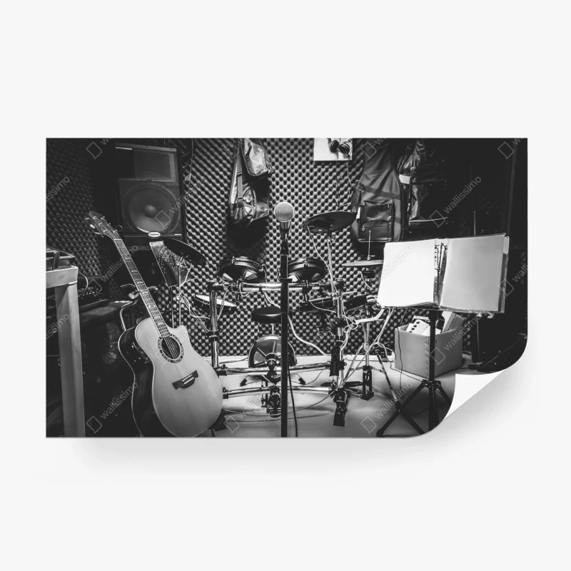Wall mural monochrome music studio corner