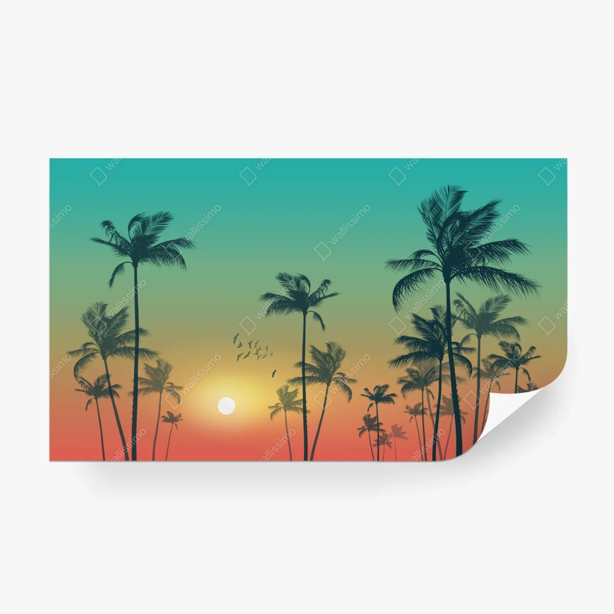 Wall mural tropical sunset palms silhouette • Wallissimo® Wall mural tropical sunset palms silhouette • Wallissimo®