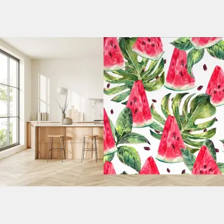 Wall mural watercolor watermelon summer pattern • Wallissimo®