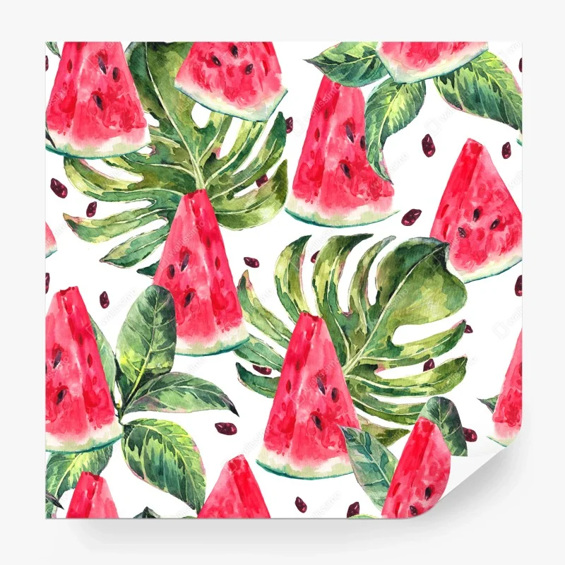 Wall mural watercolor watermelon summer pattern