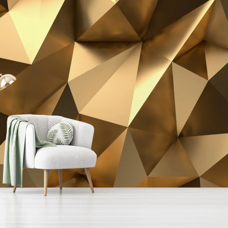 Wall mural gold geometric facets