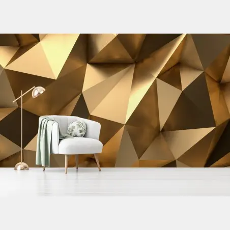Wall mural gold geometric facets • Wallissimo®