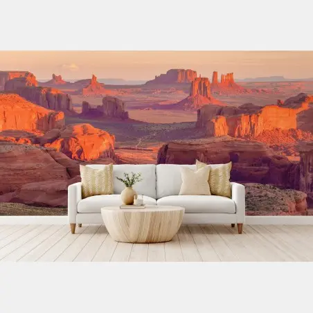 Wall mural sunset over Monument Valley from Hunts Mesa • Wallissimo®
