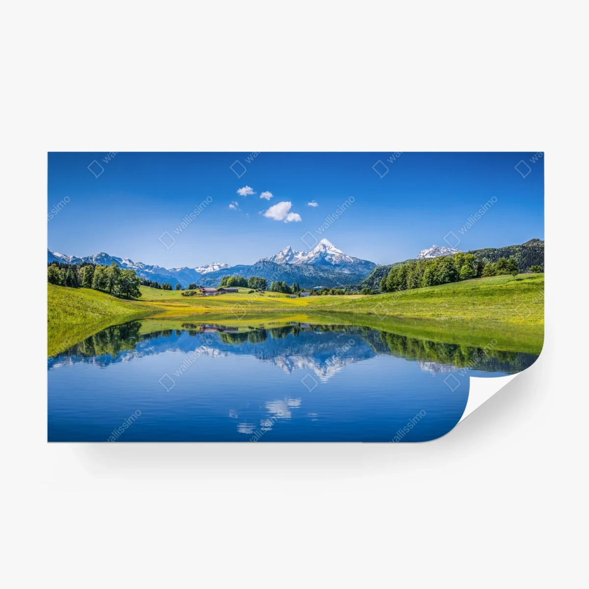 Wall mural alpine mirror: serene mountain reflection • Wallissimo®