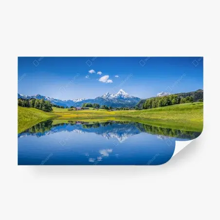Wall mural alpine mirror: serene mountain reflection • Wallissimo®