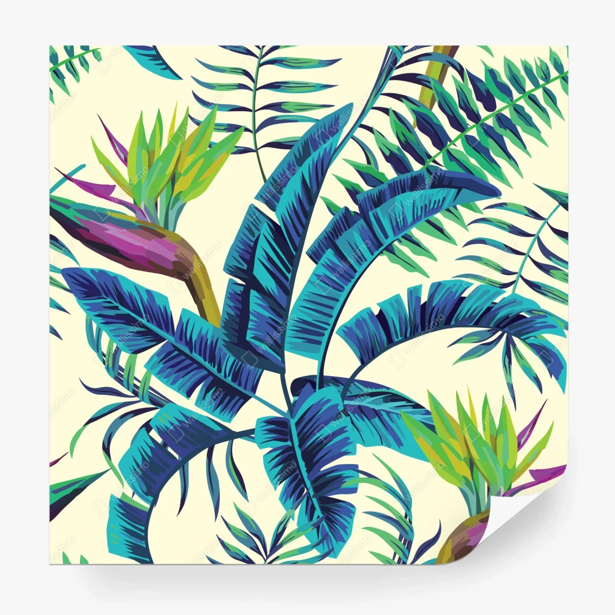 Wall mural tropical turquoise leaf design ⁕ Wallissimo® Wall mural tropical turquoise leaf design ⁕ Wallissimo®
