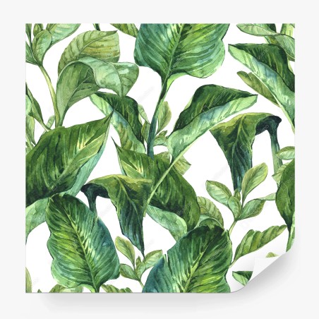 Wall mural lush watercolor tropical leaves pattern • Wallissimo®