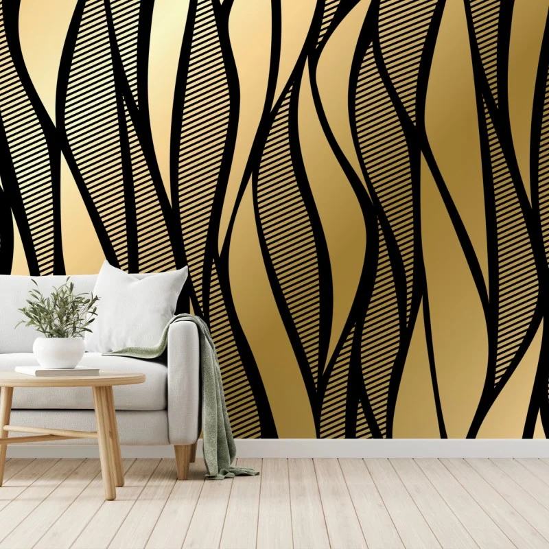 Wall mural luxury gold abstract wave pattern