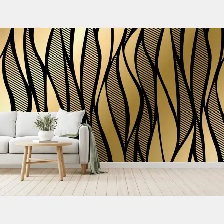 Wall mural luxury gold abstract wave pattern • Wallissimo®