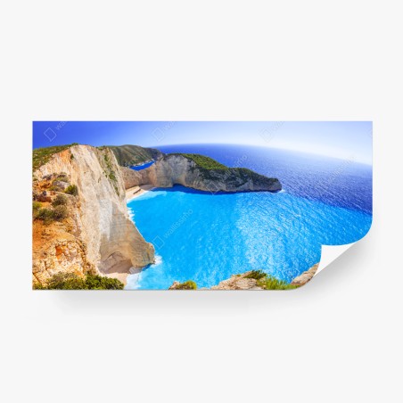 Wall mural turquoise cliff beach panorama • Wallissimo®