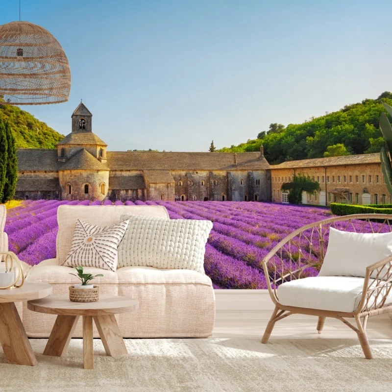 Wall mural lavender fields at Abbey of Sénanque, Provence