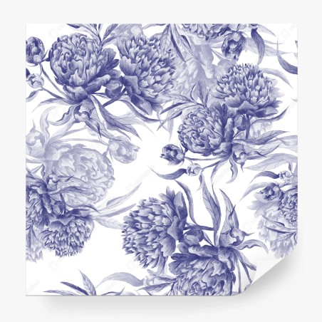 Wall mural blue peony floral pattern • Wallissimo®