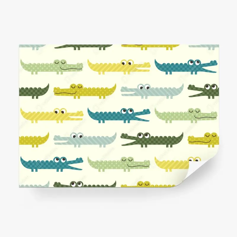 Wall mural playful crocodile pattern for kids room