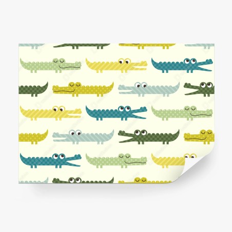 Wall mural playful crocodile pattern for kids room • Wallissimo®