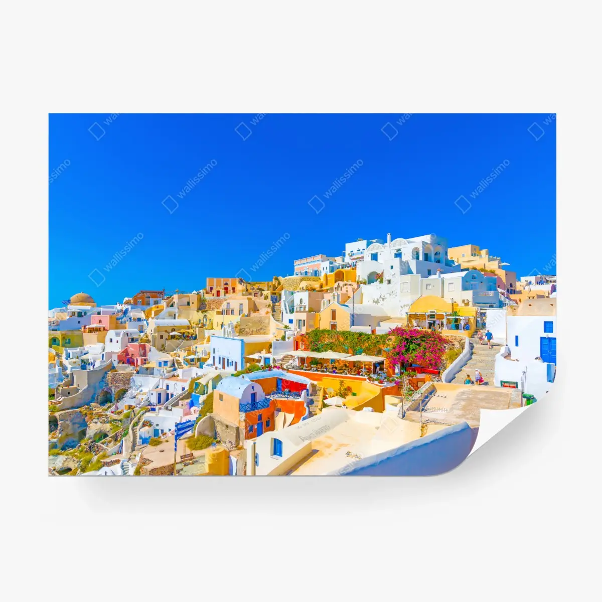 Wall mural sunlit Oia village, Santorini ⁕ Wallissimo®