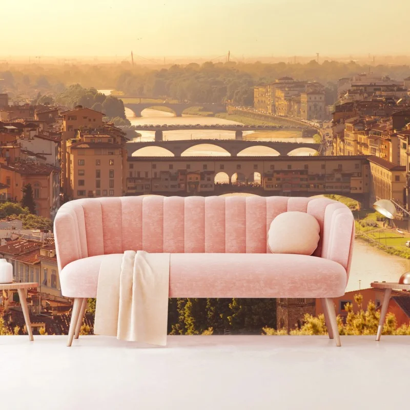 Wall mural golden sunset over Ponte Vecchio, Florence