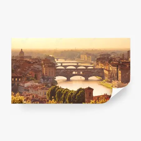 Wall mural golden sunset over Ponte Vecchio, Florence • Wallissimo®